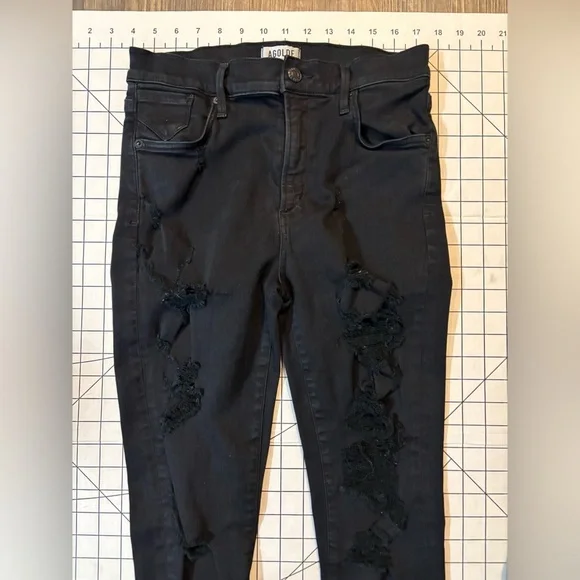 Agolde Women’s Size29 Black Distressed High Rise Skinny Jeans - Picture 2 of 10